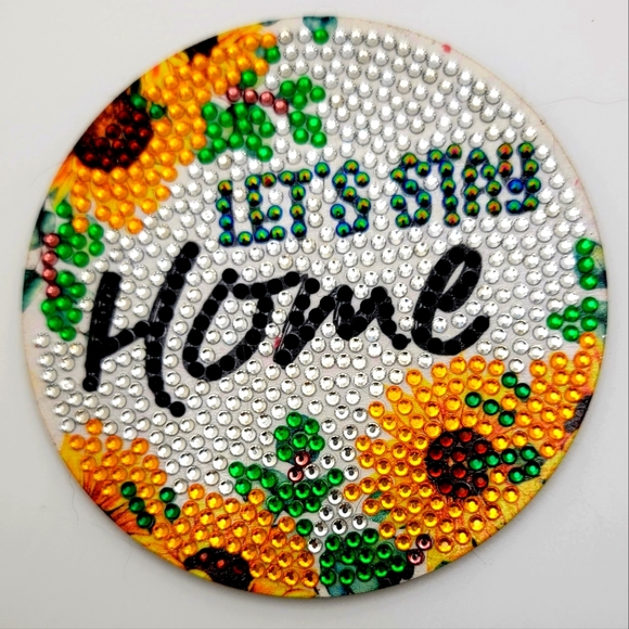 Let's Stay Home 🏡 Sunflower Coaster 🌻 [2 Available] - Picture 1 of 6